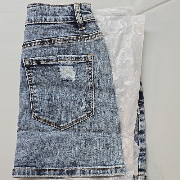 Denim Skirt with Distressed Details - Picture 1 of 4